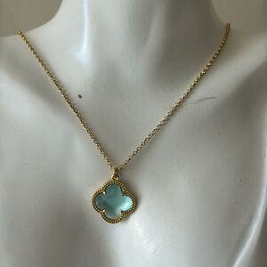 Mia Fiora 18k gold plated 925 sterling Silver Dyadema Necklace W Blue Pendant